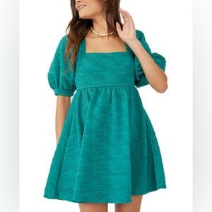 Free People Violet Mini Dress in Teal Green